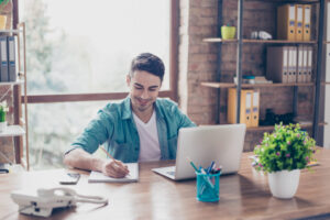 Man applying for a role with inclusive job description